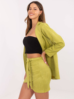 Limonkowa asymetryczna spódnica z zamszu Vercelli