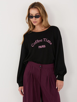 Czarna damska bluza o kroju oversize RUE PARIS 