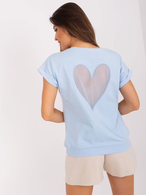 Hurtownia Jasnoniebieska bluzka na co dzień z podwijanymi rękawami