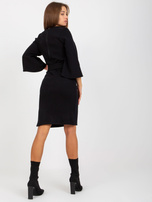 Hurt Czarna prążkowana sukienka ołówkowa z wiązaniem OCH BELLA