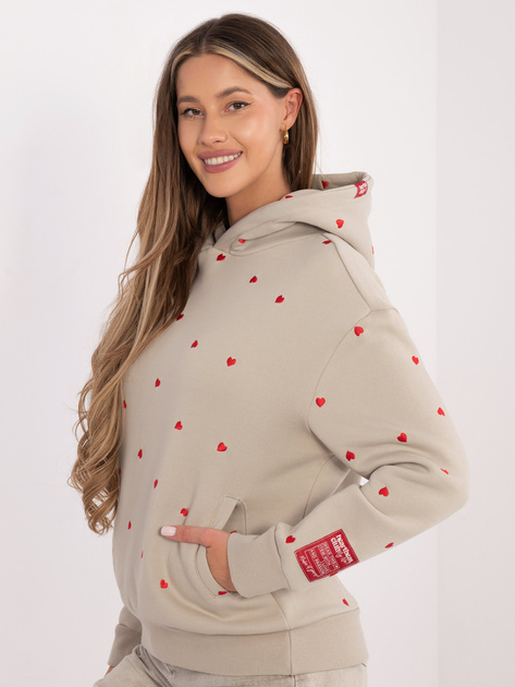 Beżowa ocieplana bluza z kapturem