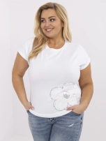 Biała bluzka plus size z kwiatową aplikacją
