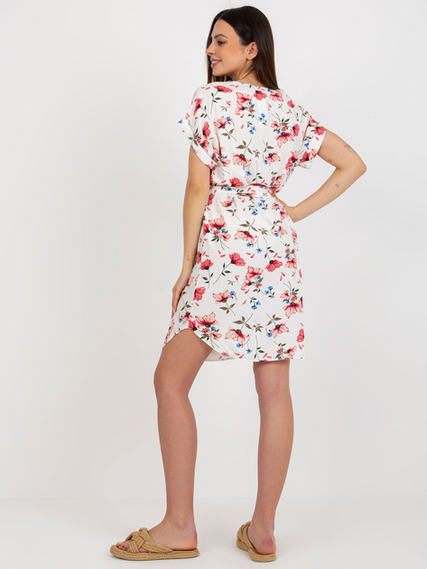 Hurt Biała sukienka w kwiaty z wiskozy RUE PARIS