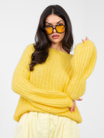 Żółty damski sweter oversize z domieszką wełny