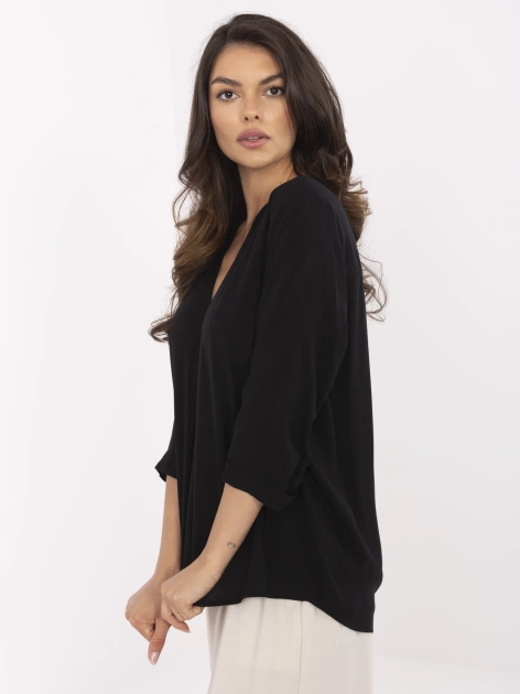 Czarna damska bluzka z wiskozy SUBLEVEL