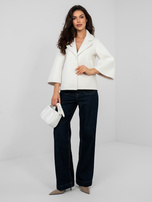 Ecru piankowy płaszcz z kieszeniami