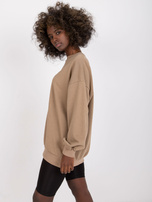 Ciemnobeżowa damska dresowa bluza bez kaptura z bawełny Miley 