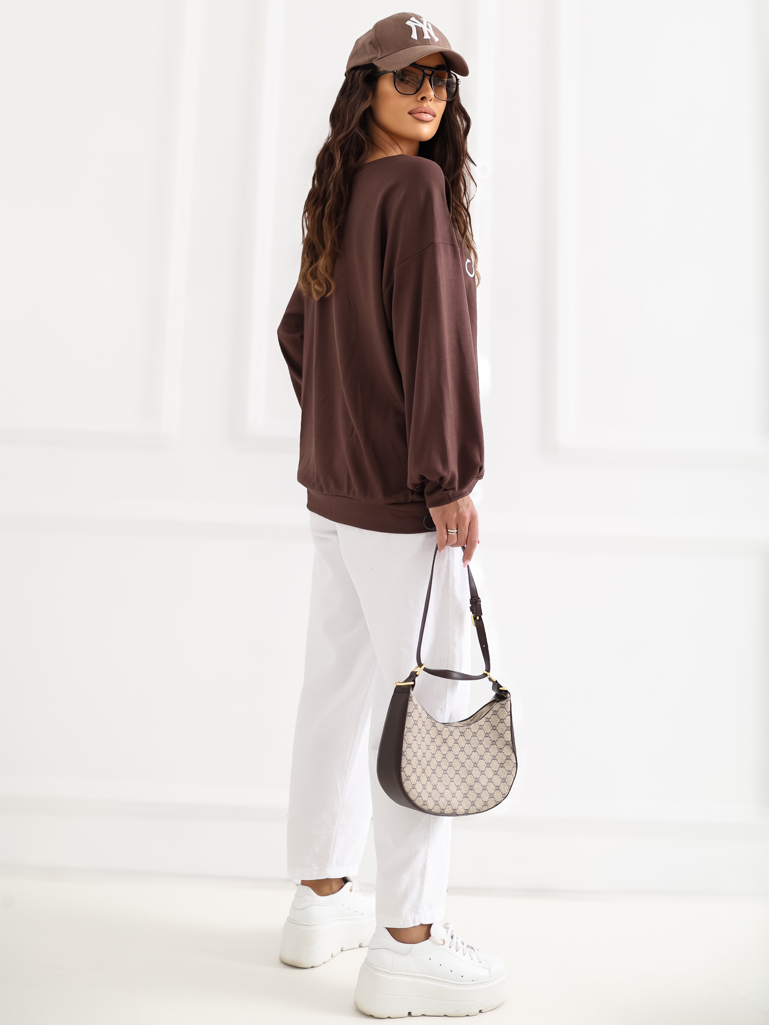 Czekoladowa bluza oversize bez kaptura RUE PARIS