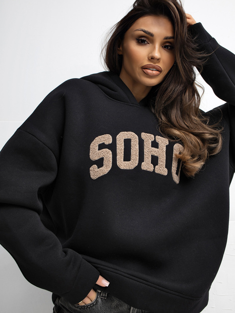 Czarna damska bluza z napisem Soho RUE PARIS