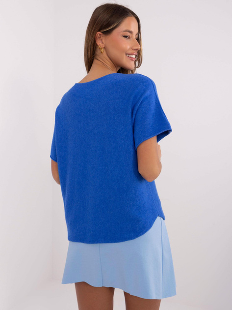 Hurt Kobaltowy damski sweter w jednolitym kolorze