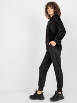 Hurt Czarny damski komplet welurowy ze spodniami i bluzą