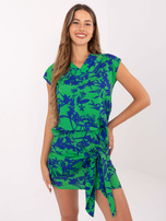 Zielono-niebieska luźna bluzka z nadrukiem RUE PARIS