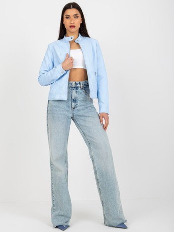 Hurt Jasnoniebieska kurtka z ekoskóry biker z podszewką