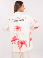 Hurt Kremowa marynarka z nadrukiem i napisami 