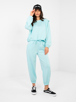 Miętowy dresowy komplet z krótką bluzą RUE PARIS 