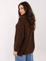 Czekoladowy sweter boucle o kroju oversize