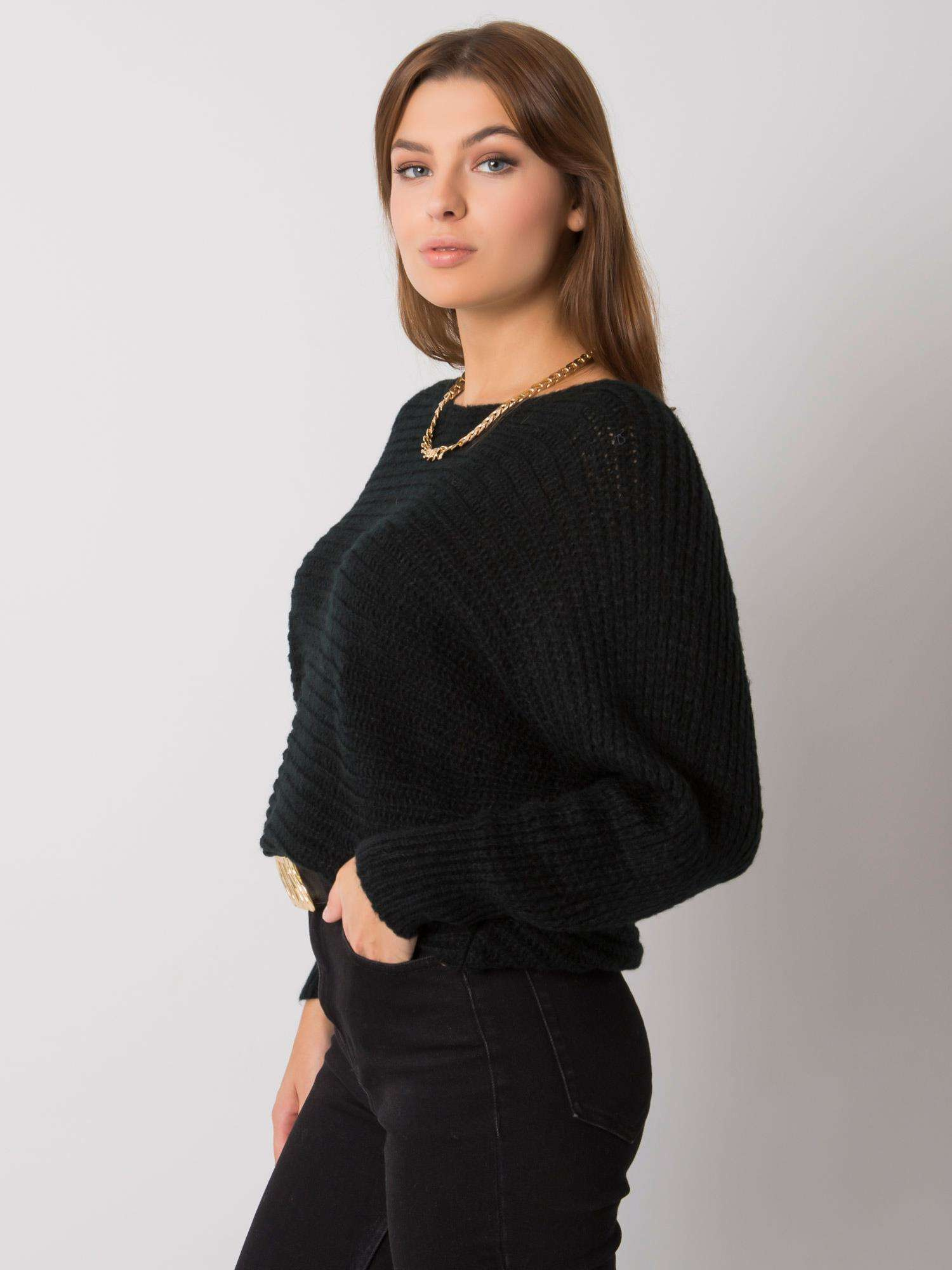 Czarny sweter z dzianiny Carina OCH BELLA