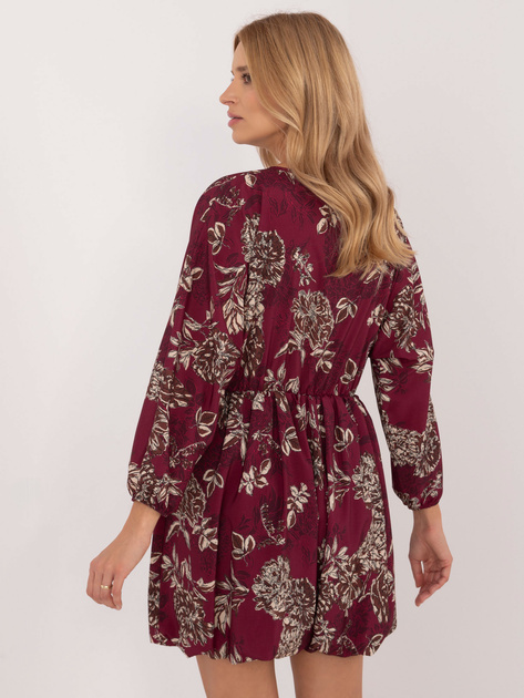 Hurtownia Fioletowa rozkloszowana sukienka we wzory