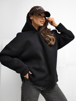 Czarna ocieplana bluza basic z kapturem RUE PARIS