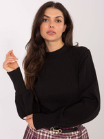 Czarna bluzka basic w szeroki prążek RUE PARIS 