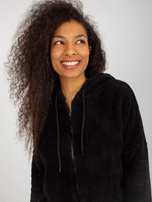 Hurt Czarna futrzana bluza rozpinana z kieszeniami RUE PARIS