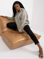 Beżowa asymetryczna koszula z nadrukiem