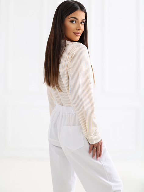 Beżowa damska koszula w paski