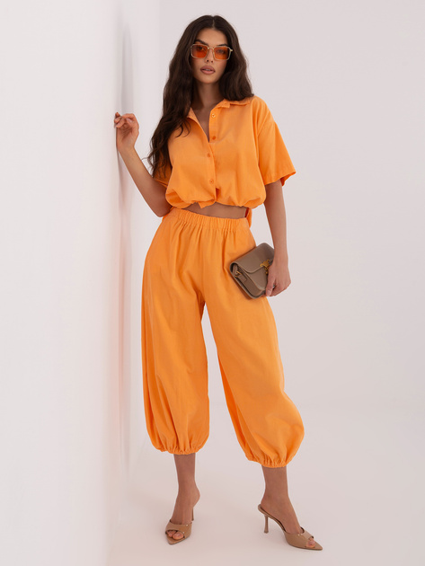 Jasnopomarańczowa sztruksowa koszula od kompletu