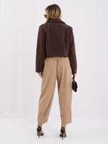 RUE PARIS Camel corduroy mom fit pants.