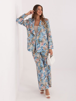 Jasnoniebieskie garniturowe spodnie z paskiem RUE PARIS