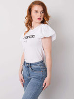 Weißes T-Shirt mit Tilly-Applikation.