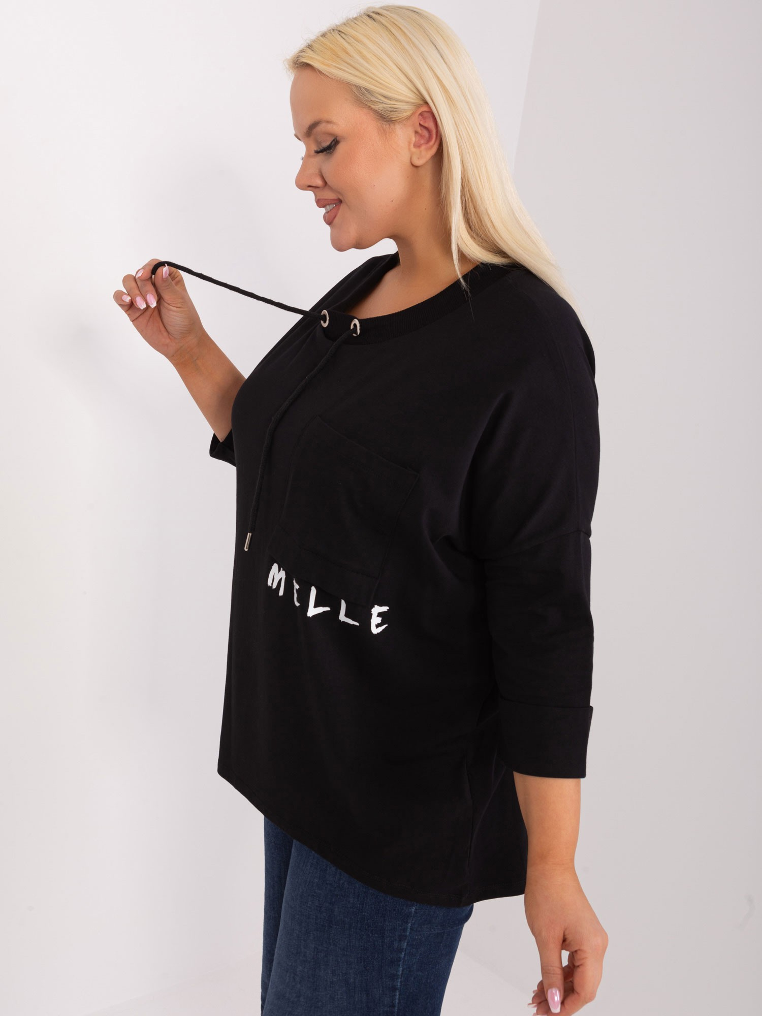 Hurt Czarna asymetryczna bluzka plus size z bawełny