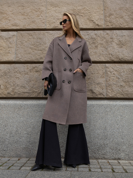 Fango women's oversized coat with patch pockets.