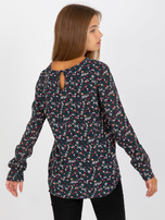 Hurt Ciemnoniebieska bluzka w kwiaty z wiskozy