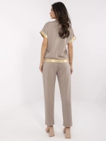 Hurt Ciemnobeżowy dwuczęściowy komplet z wiskozą