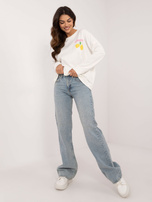 Hurtownia Ecru damska bluzka oversize z nadrukiem