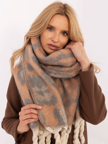 Hurt Orange-gray warm women's scarf with spots.