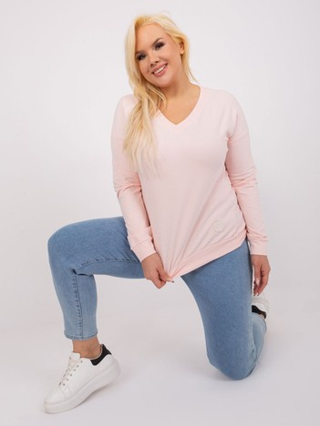 Hurtownia Jasnoróżowa bluzka plus size z bawełny