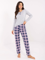 Szara dwuczęściowa piżama z guzikami