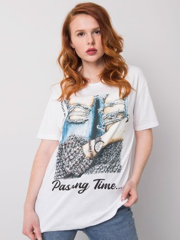 Biały t-shirt damski z aplikacją Blanche