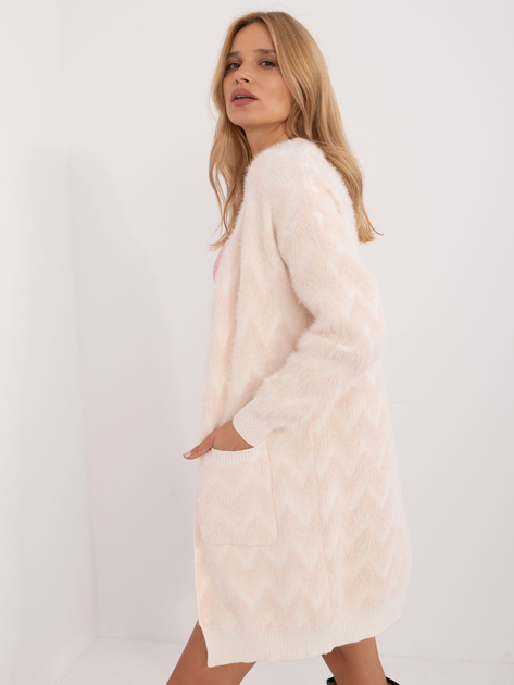 Hurt Jasnobeżowy damski kardigan z kieszeniami