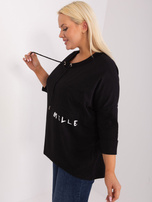 Hurt Black asymmetrical plus size blouse made of cotton.