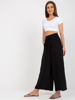 Czarne szerokie spodnie z materiału z kieszeniami SUBLEVEL 