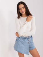 Hurt Ecru sweter klasyczny z okrągłym dekoltem 