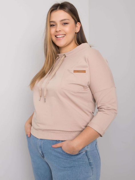 Jasnobeżowa bluza plus size bez kaptura Pasadena