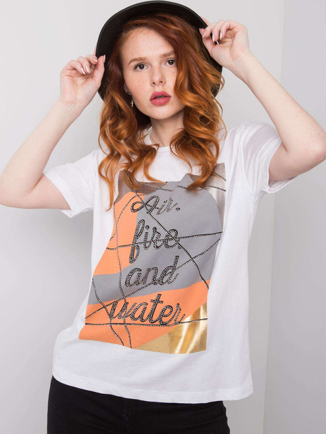 Biały t-shirt bawełniany Madelyn