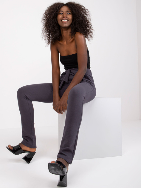 Grafitowe spodnie dresowe z wysokim stanem Santos RUE PARIS