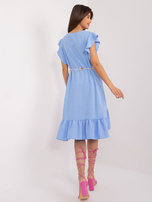 Hurt Jasnoniebieska asymetryczna sukienka z falbaną