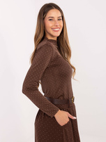 Brązowa dopasowana bluzka z aplikacjami RUE PARIS 