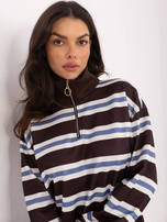 Czekoladowa damska bluza oversize w paski